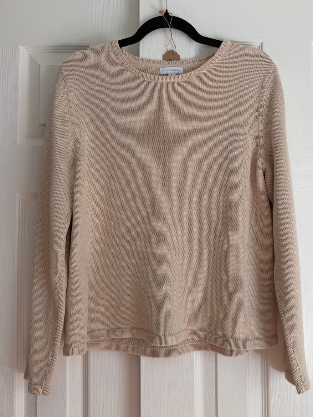 90s mom beige crewneck Charter Club mid-weight knit sweater fits size S/M best